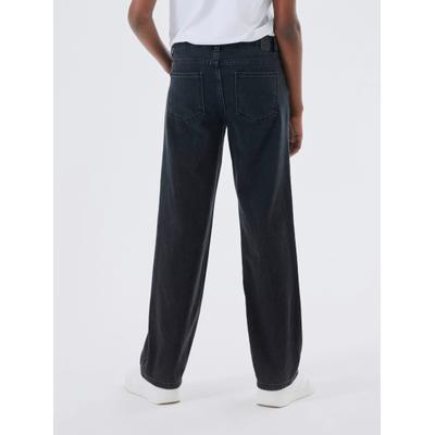 Straight-Jeans NAME IT "NKFROSE STRAIGHT JEANS 3366-BE NOOS", Mädchen, Gr. 140, N-Gr, schwarz, Denim/Jeans, Obermaterial: 100% Baumwolle, bedruckt, leichte Abriebeffekte, straight fit knöchellang, Jeans Straight-Jeans
