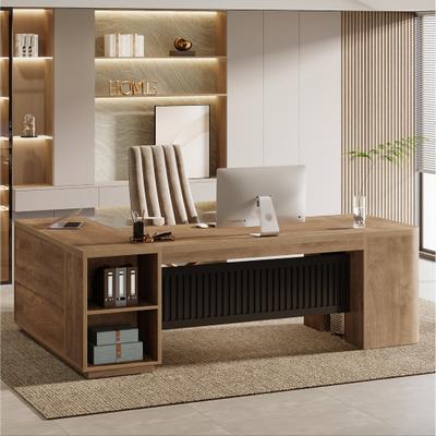 Bluebell "78"" L Shaped Executive Desk, Large Office Desk with File Cabinet"