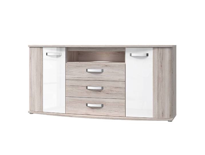 Beleuchtetes Sideboard 170 x 82 x 48cm Weiß/Beige