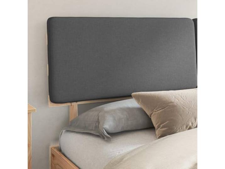 KTHLBRH Bett mit Kopfteil, dunkelgrau, 200 x 200 cm Massives Kiefernholz, Lattenrost, waschbarer Bezug, kein Boxspringen erforderlich