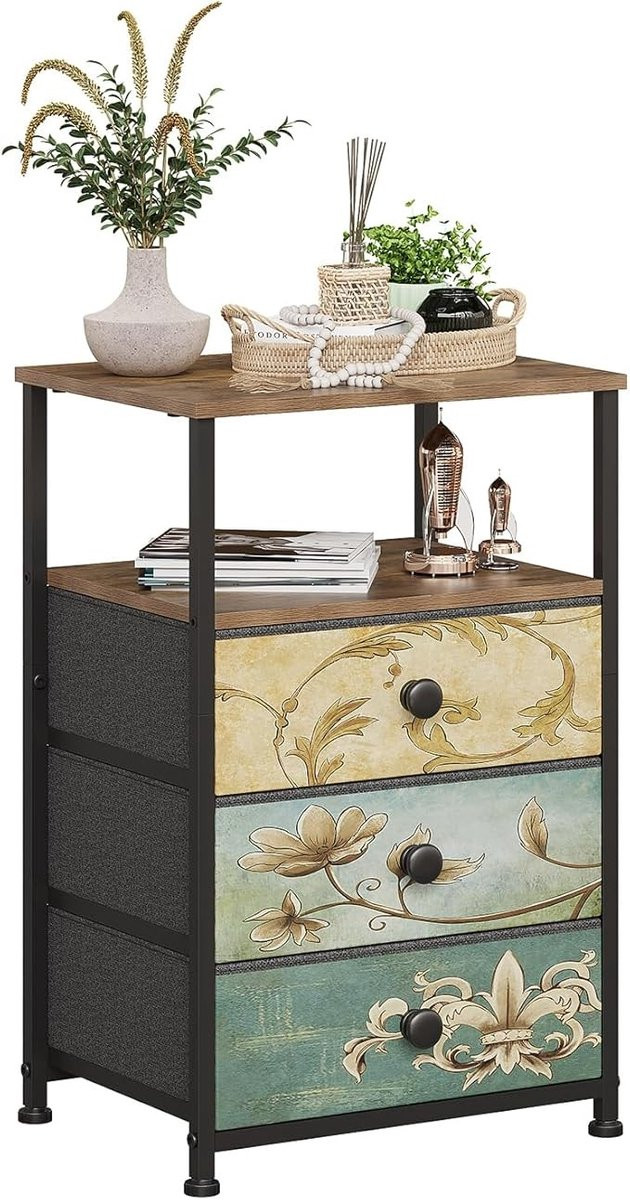 Boho Commode met 3 Laden en Open Plank