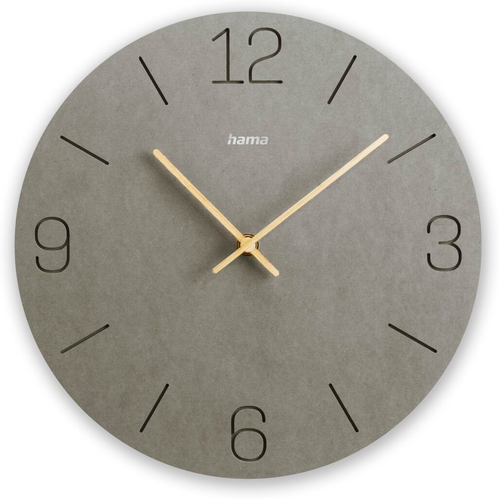 Wanduhr HAMA "Uhr "Kreta", Ø 30 cm, Grau", grau, Ø 30cm, Quarzuhr, 4 Ziffern, Wanduhren, Wanduhr, eingravierte Ziffern