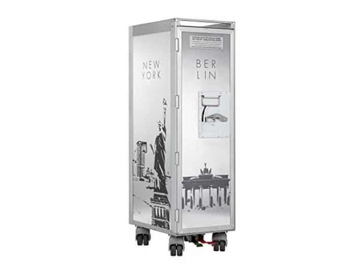VanDeBord Flugzeugtrolley 4Destinations Anthrazit-Metallic, Gebrauchtes Original aus der Luftfahrt - ausgemustert und hochwertig restauriert, Flugzeug Servierwagen, Original Airline Trolley