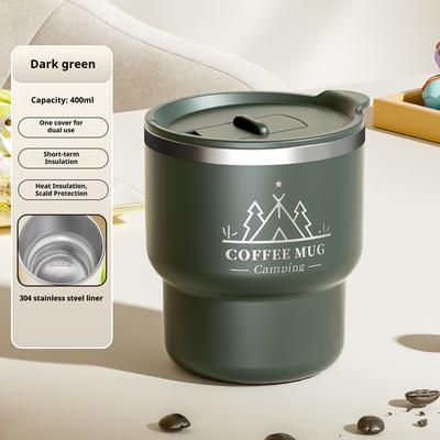 Uplifted Trends Stainless Steel Thermal Mug Double Layer Insulated Coffee Cup For Hot & Cold Beverages Portable Water Mug green