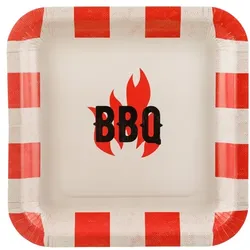 PartyDeco 6x Pappteller BBQ, Mix, 26x26 cm