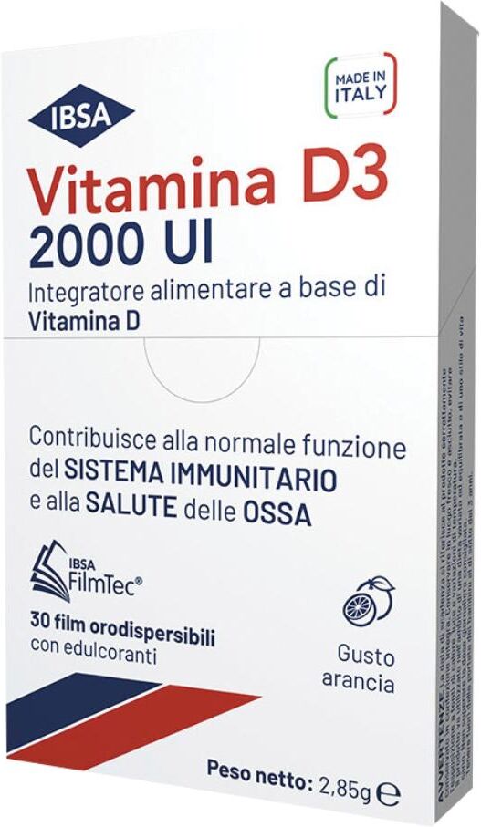 IBSA FARMACEUTICI ITALIA Srl Vitamina D3 2000 UI - Integratore per Ossa e Sistema Immunitario - 30 Film Orodispensibili