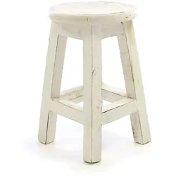 VCM Hocker   weiß im Vintage-Look   massiv Holz Schemel Blumentisch   Maße Sitzfläche 25 cm. Höhe 40 cm