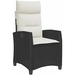 vidaXL Gartensessel mit Beistelltisch Verstellbar Schwarz Poly Rattan