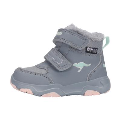 Winterboots KANGAROOS "KS-YOTTO MID V RTX", Mädchen, Gr. 22, reflektierend wasserdicht wärmend, ultimate grau, frost pink, Synthetik, Textil, Schuhe Winterboots, Snowboots, Winterboots, Winterschuhe, wasserdicht
