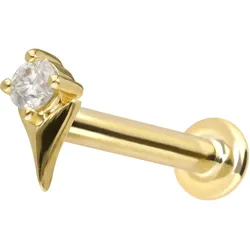 14 Karat Gold Labret mit Push Fit MOISSANIT + PFEILSPITZE