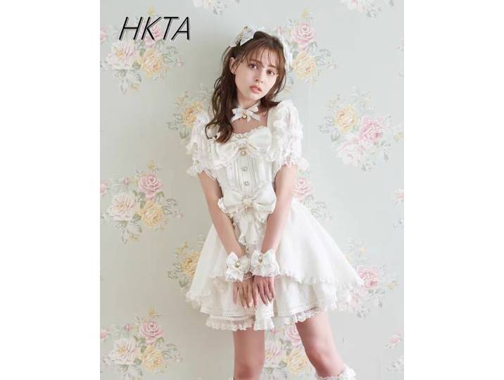 Liz – ensemble de robe pour femmes, tenue japonaise mignonne pour fille, Mini Production de masse, nœud doux, manches courtes, robe de gâteau Lolita, ensemble deux pièces