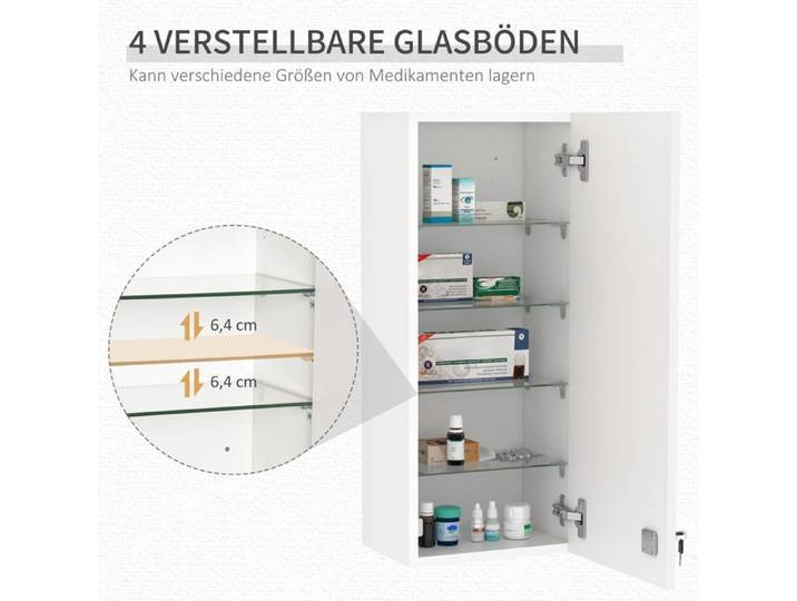 BEL Armoire pharmacie murale verrouillable réglable avec croix premiers secours maison/bureau