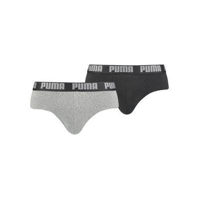 Slip PUMA, Herren, Gr. L, grau (grau, schwarz), Obermaterial: 95% Baumwolle, 5% Elasthan, unifarben mit Farbeinsatz, körpernah, Unterhosen Slip, mit breitem Logobund