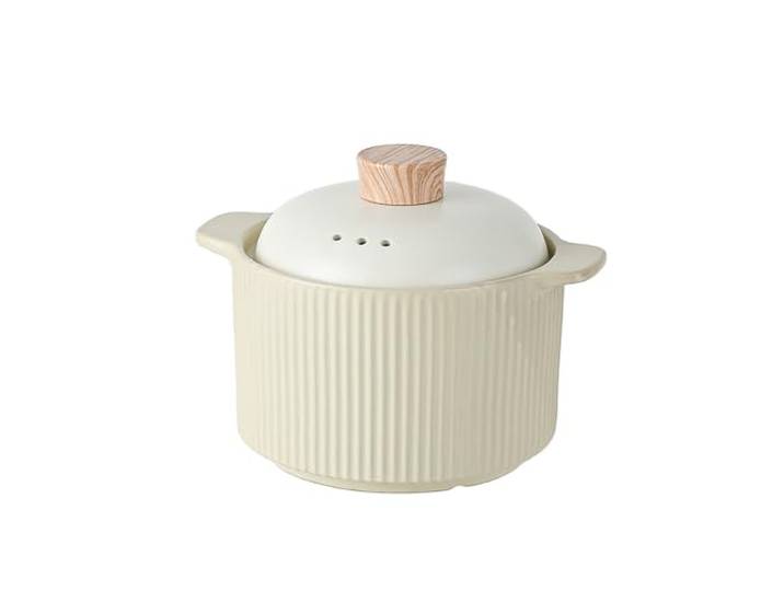 Tontopf, mit Deckel, Eintopf aus Porzellan, Suppentopf(Beige,3.6L)