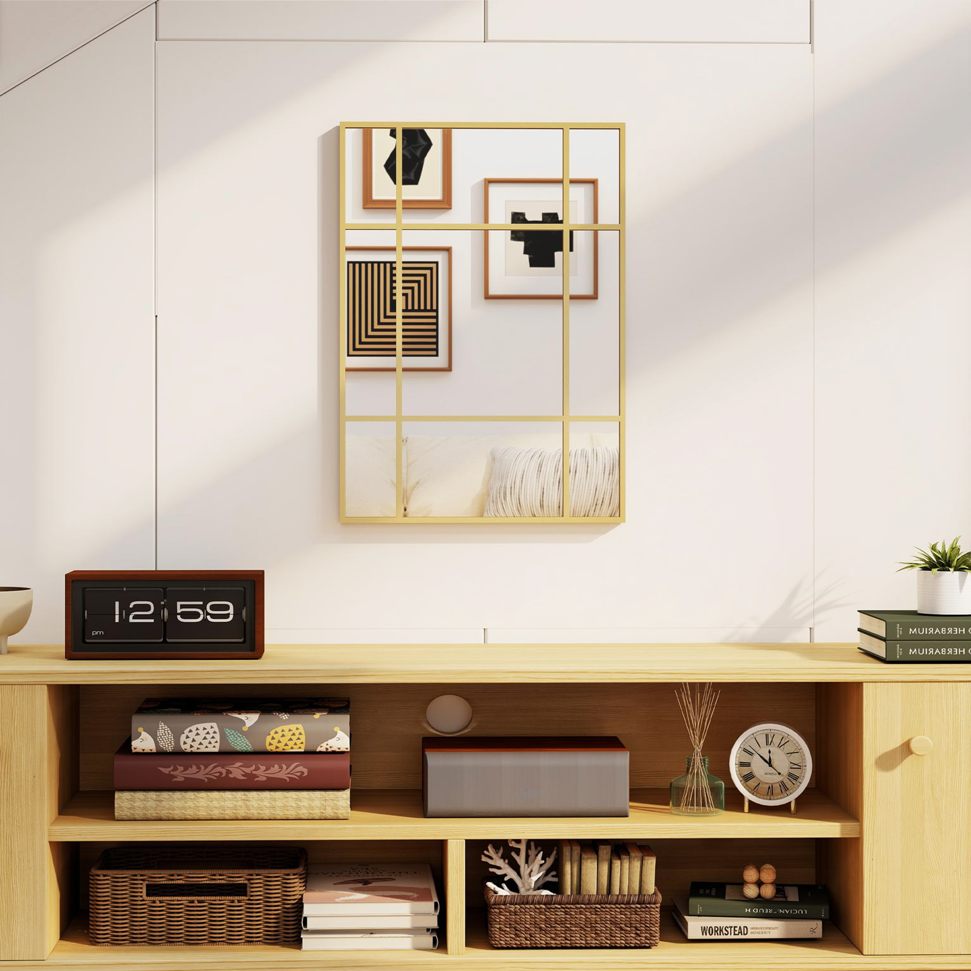 Homcom Specchio Rettangolare da Parete, Specchio a Finestra 70x50 cm con Cornice in Metallo, Specchio Decorativo per Soggiorno e Camera, Oro   Aosom Italy