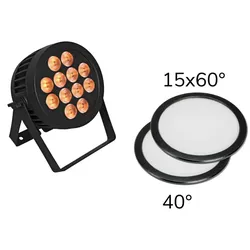 EUROLITE Set LED IP PAR 12x9W SCL Spot + 2x Diffusorscheibe (15x60° und 40°)