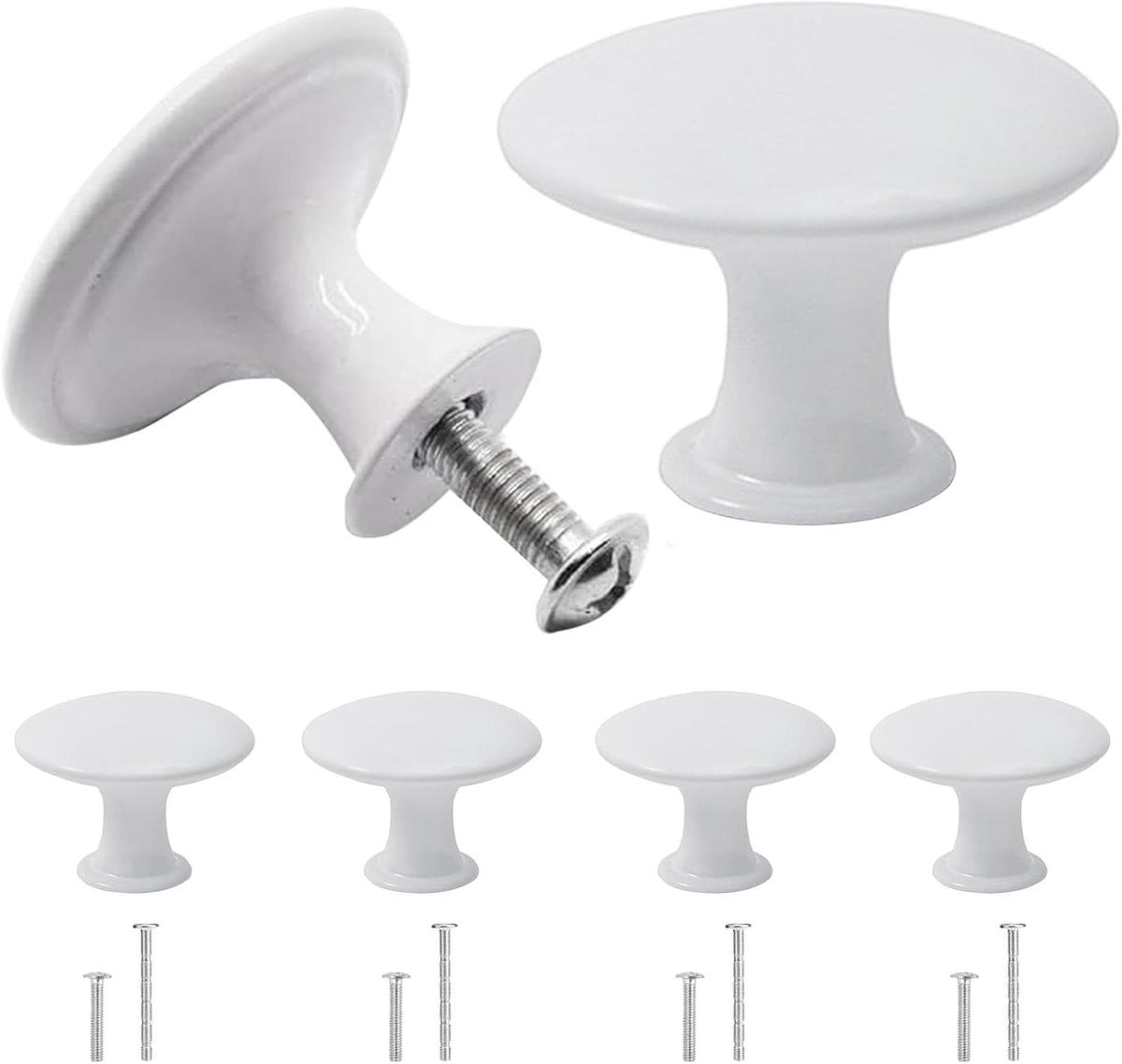 Meubelknoppen Wit - Ronde Vintage Kastknoppen en Ladehandgrepen - 30 mm