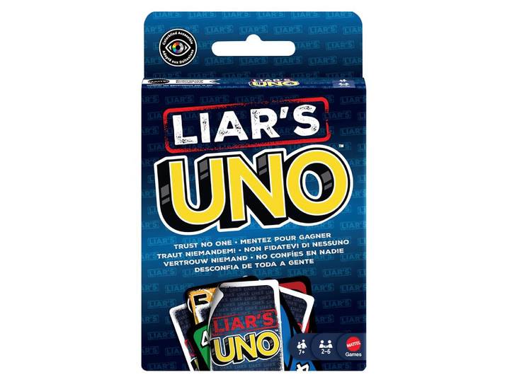 UNO Liar’s Jeu de cartes pour adultes, enfants, familles, fêtes et soirées jeux, jeu d’astuce et de bluff
