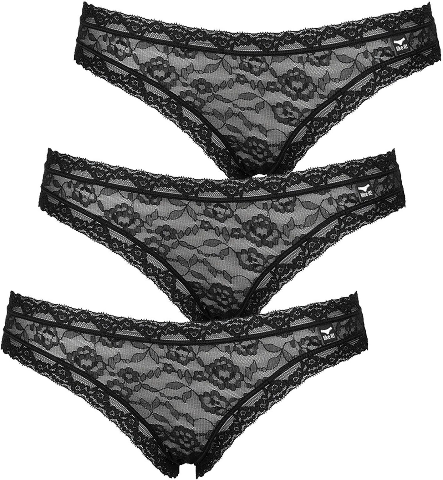 Like It! Minislip LIKE IT "3er Pack Damen Minislip Lisa", Damen, Gr. M, schwarz, Obermaterial: 100% Polyamid PA., Unterhosen