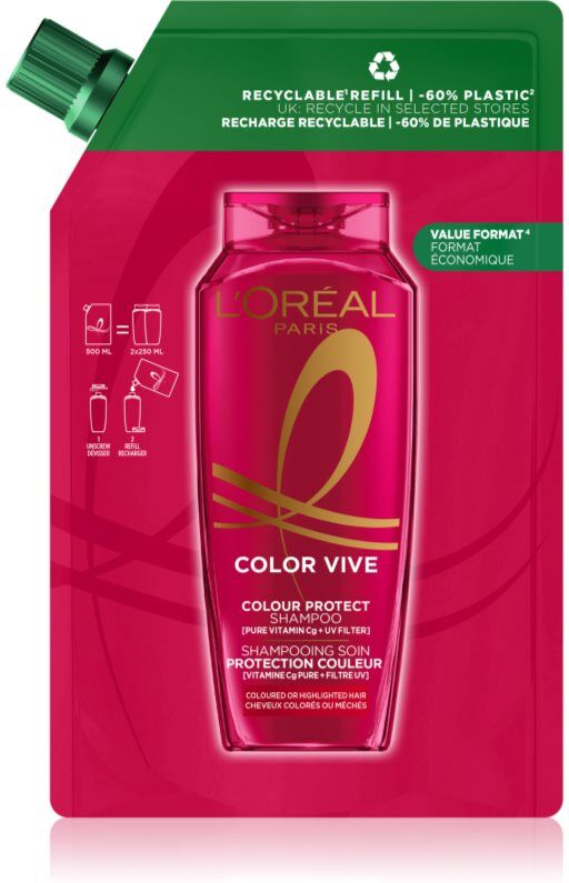 L’Oréal Paris Elseve Color-Vive shampoing pour cheveux colorés Refill 500 ml