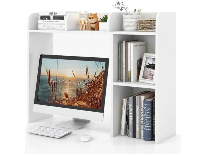 COSTWAY Étagère Bibliothèque à 3 Niveaux 94x25x74 CM Organisateur Rangement de Bureau avec 2 Dispositifs Anti-renversement Blanc
