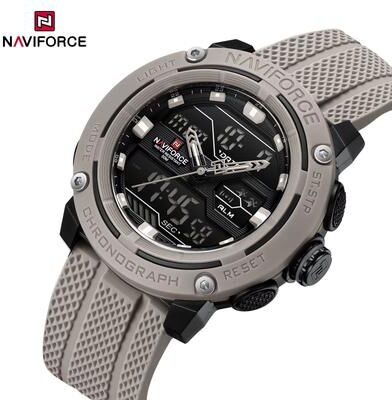 Inspired Finds NAVIFORCE Dual Display Sport Watch For Men With Stopwatch And Date khaki Black