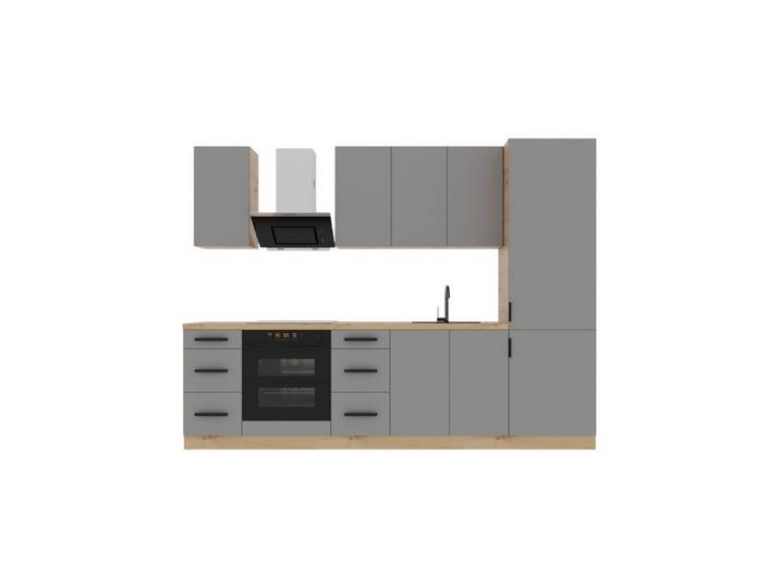 ROYAL24_MARKT Küchenzeile K77-G280 - Nexa - Perfekte Lösung für kleine Küchen, (Komplett Set), Top Stoffe - Exklusiv - Hochwertig.