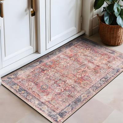 World Rug Gallery Vintage Bordered Washable Non-Slip Area Rug