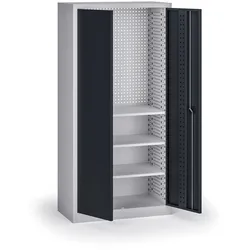 Werkstattschrank, 3 Regalböden, 1950 × 950 × 500 mm, graphitfarbene Türen