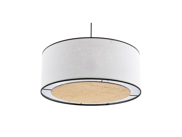Suspension cylindrique en lin blanc et rabane naturelle D50 cm TRAVES