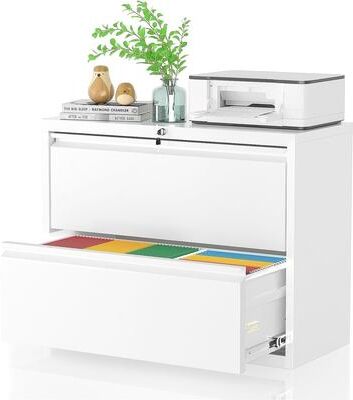 SUNCROWN "28""W 2 Drawer Metal Lateral File Cabinet with Lock"