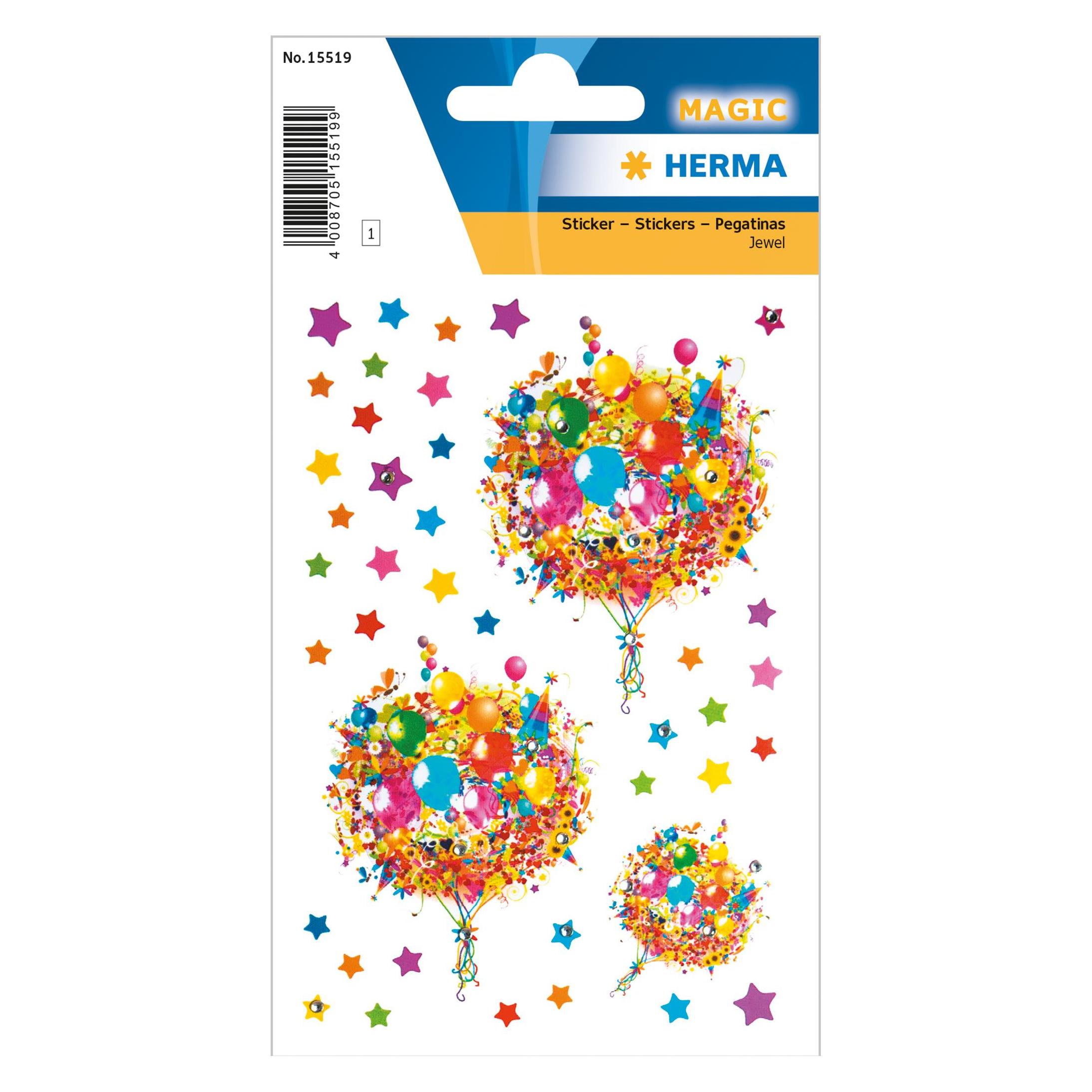 Magni 15519 Jewel Sticker für Kinder, Blumenliebe (40 Aufkleber, Folie, glitzernd) selbstklebend, pe (40 Sticker) (15519)