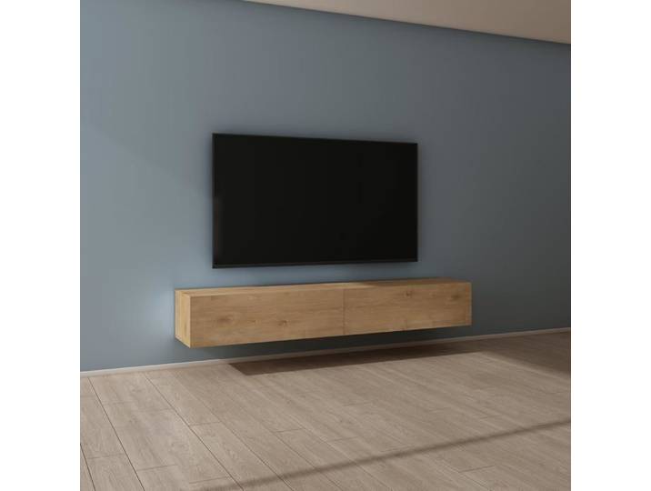 Mai & Mai Meuble TV Suspendue Armoire avec Soft-Close Table TV pour le Salon Marron Clair 200x40 2x30 cm TC002