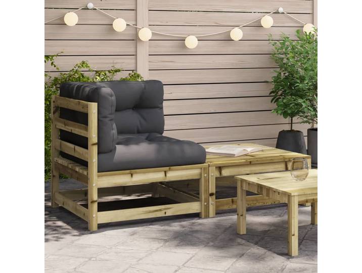 vidaXL Garten-Ecksofa mit Kissen und Hocker