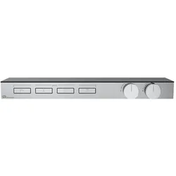 Gessi HI-FI, Fertigmontageset für 3/4 Hochleistungs-Thermostat mit Tasten-Bedienung, Ablage schwarzes ESG-Rauchglas, horizontalen Montage, 4 separaten Ausgänge, 63026031, Farbe: Chrom