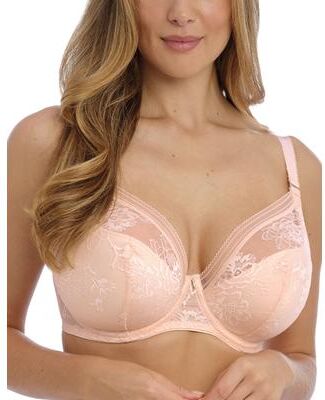 Plus Size Women's Fusion Lace Underwire Padded Plunge Bra by Fantasie Lingerie in Blush (Size 32 E)