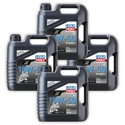 4x Motoröl LIQUI MOLY 1689 Motorbike 4T 15W-50 Street 4 Takt synthetisch 4 Liter