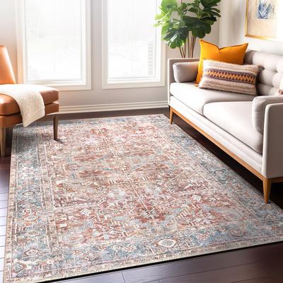 World Rug Gallery Vintage Distressed Machine Washable Area Rug