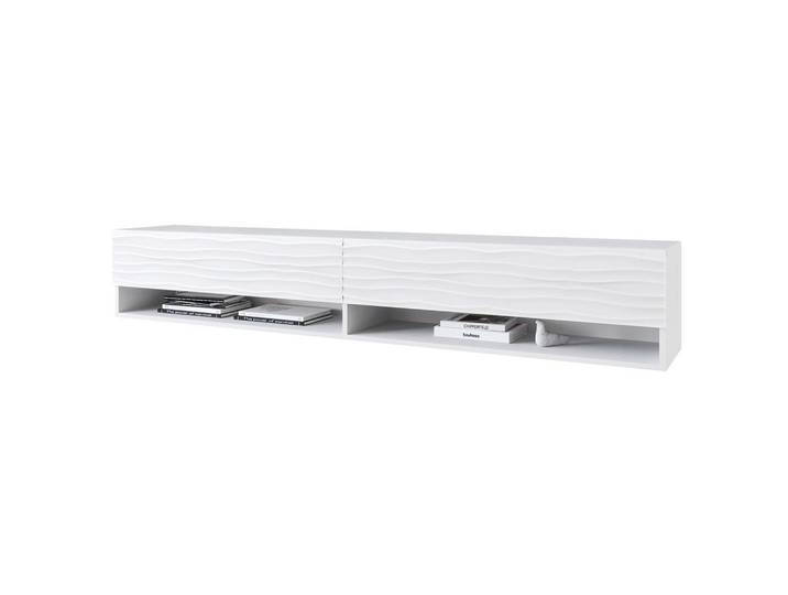 Feldmann-Wohnen Lowboard A weiß Wellenmuster 180 cm / 32 cm / 30 cm, Weiß, Rechteckig, 180x30x32 cm, Wohnzimmer, TV Möbel, Lowboards, Lowboards stehend