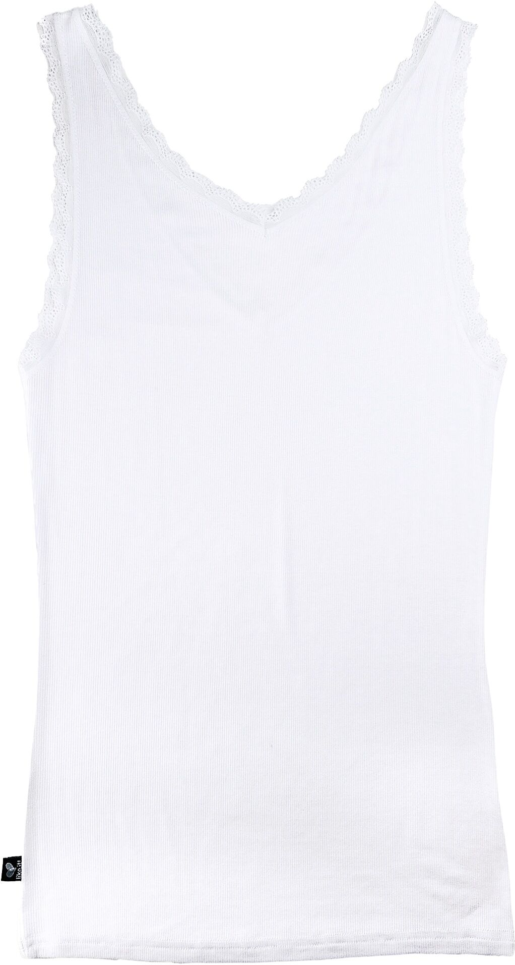 Like It! Achseltop LIKE IT Gr. S, weiss (weiß), Unterhemden, Damen, S, N-Gr, Feinripp, Obermaterial: 95% Modal, 5% Elasthan, Achseltop, mit tiefem V-Ausschnitt mit Spitze weiß S, N-Gr