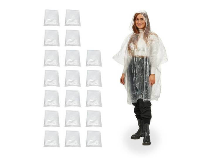 Relaxdays Regenponcho wegwerp set van 20