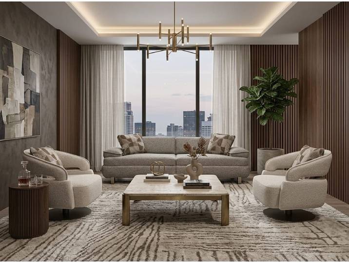 JVmoebel Polstergarnitur Sitzgarnitur Sofa und Sessel Polstermöbelgarnitur Modernes Interieur, (1-tlg), Made in Europa