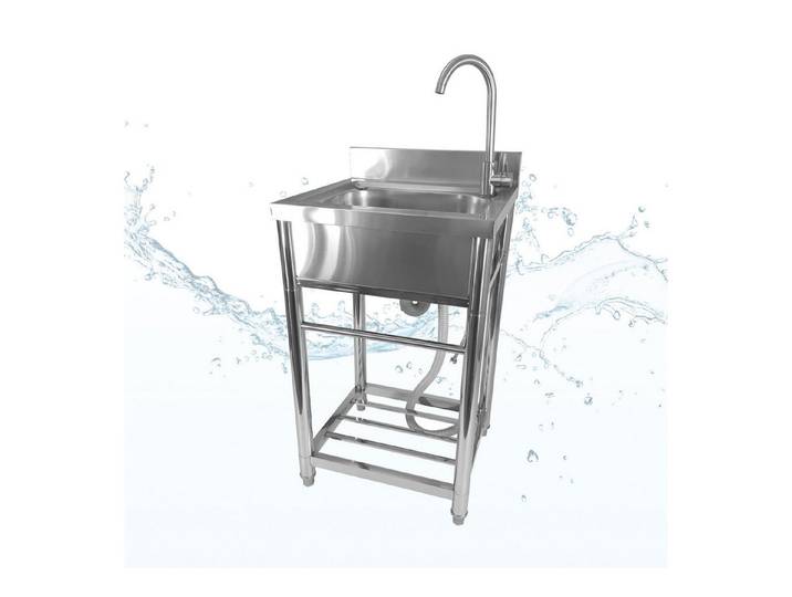 Lemodo Küchenspüle Spültisch freistehend, Wasserhahn mit Kalt Warm Anschluss, 55/50 cm, Flexible Wassertemperatureinstellung