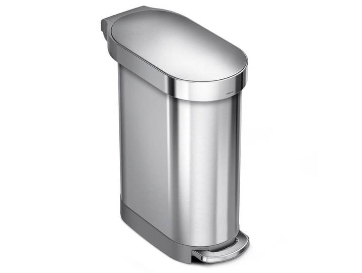 Poubelle étroite à pédale 45L code N inox argent