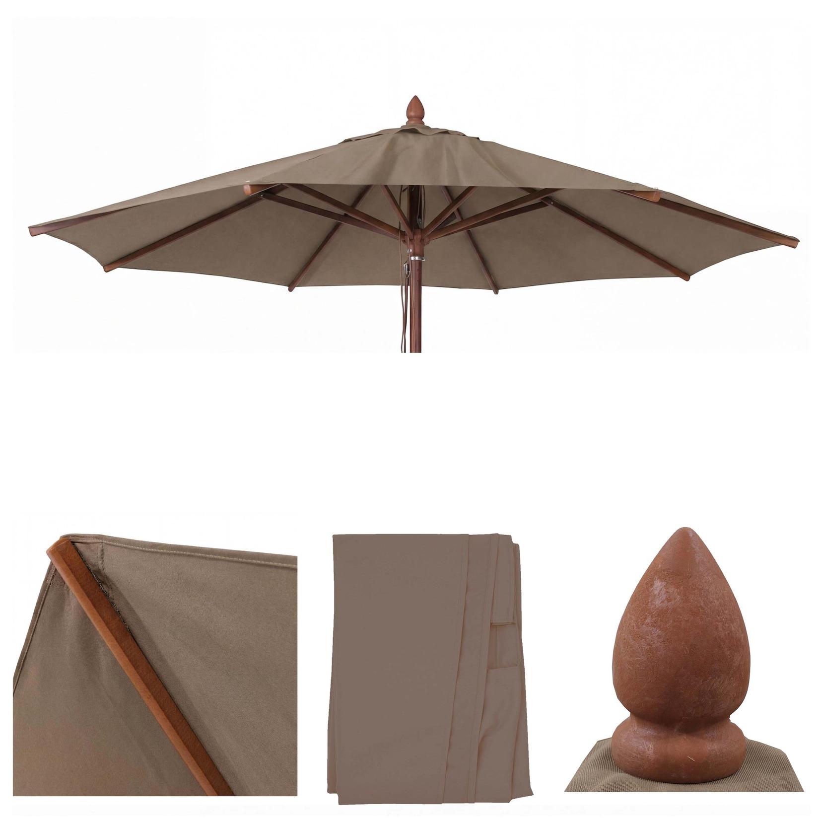 Ersatz-Bezug für Gastronomie Holz-Sonnenschirm MCW-C57b, Sonnenschirmbezug, rund Ø3m Polyester ~ taupe