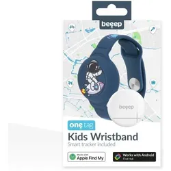 Beeep OneTag Apple Find My & Android Tracker - Kids Wristband Silicon Astronaut = 8718256121135 (Apple Find My), Tracker, Blau
