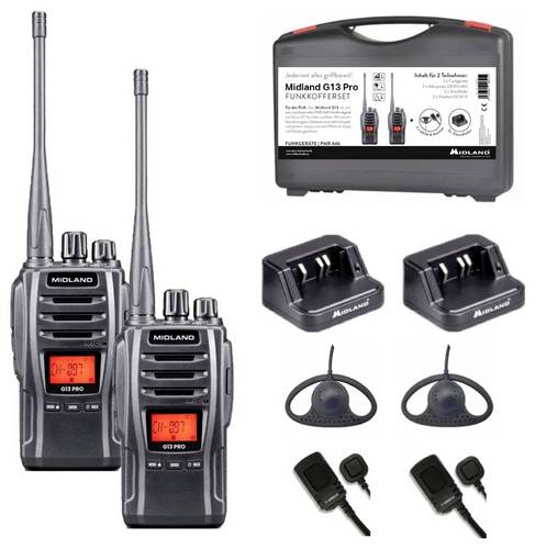 Midland 2er Koffer G13 Pro PMR446+LPD Funkgeräte C1668.S1 PMR-Handfunkgerät