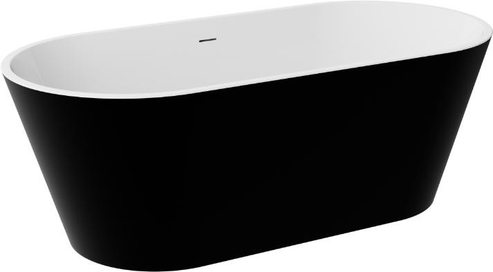 Besco Deeva B&amp;W 150x75 cm wanna wolnostojąca Czarno Biała +  syfon chrom #WWA-150-DBC