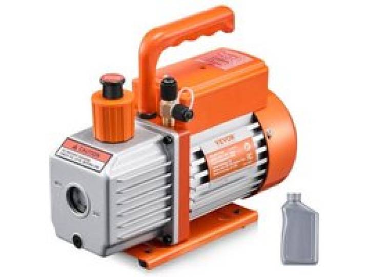 VEVOR Pompe à Vide Climatisation, 113 L/min, Pompe à Vide Frigoriste CVC Palettes Rotatives 1 Étage, avec Bouteille d'Huile, Dégazage Résine, Entretien Climatiseur Automobile, pour R134a, R22, R410a