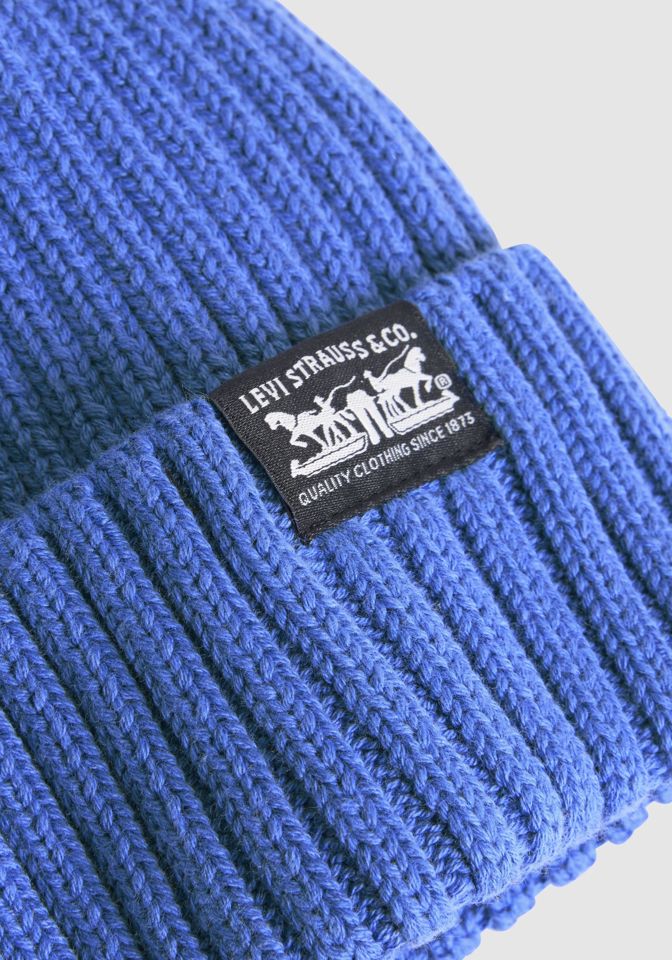 Strickmütze LEVI'S "SUNSET BEANIE", blau (nebulas blau), Baumwolle, Mützen Strickmütze nebulas blau Einheitsgröße